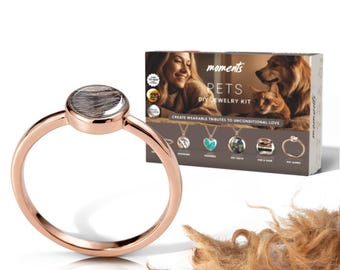 DIY Pet Ring Kit with Fur or Hair, Personalized Ring Circle of Life Keepsake Jewelry Craft Gift for Dog Cat Lovers Animal Friend