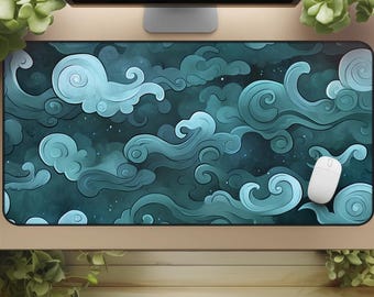 Teal Cloud gaming-bureaumat: gezellig zen-bureaudecor