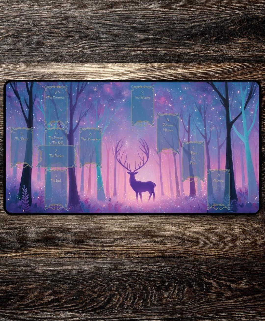 Customizable Tarot Reading Mat - Celestial Stag in Enchanted Forest - Etsy