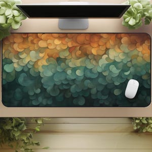 Teal & Copper Desk Mat: Abstract Artistic Mouse Pad