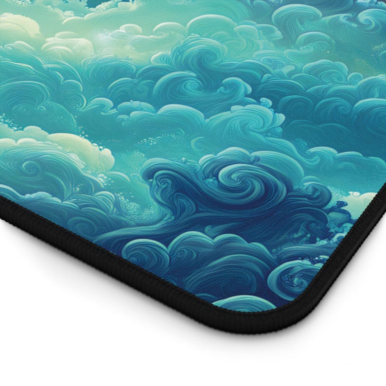 Large gaming desk mat - Moon, Clouds and Stars - Cloudscape for Cosy Night Gaming image 7