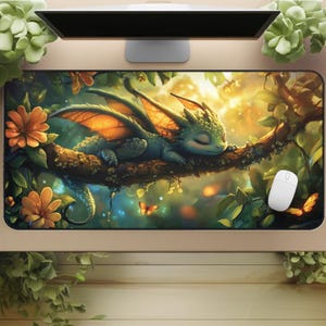 Tapete de escritorio de dragón bebé: Decoración de escritorio de fantasía acogedora