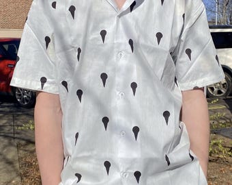 Jojos Anime Minimal White Button Up Design