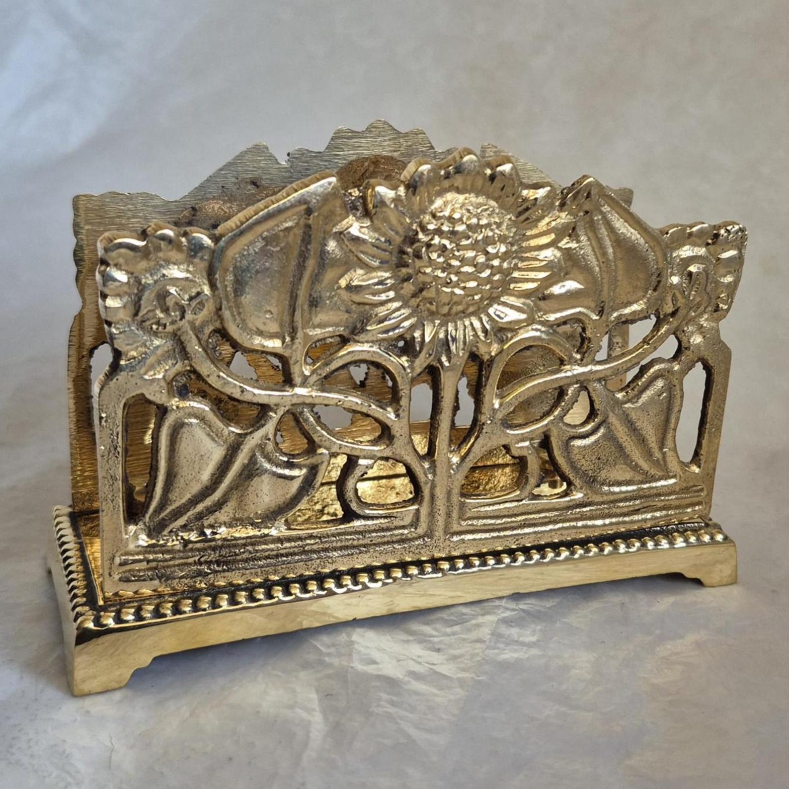 Vintage brass napkin holder