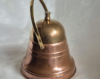 Lovely vintage round brass and copper bell shaped honey pot/jar - 15.5cm tall