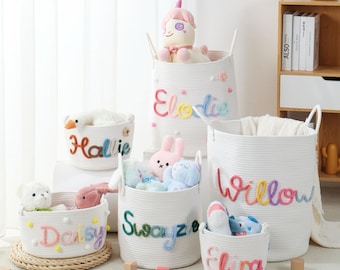 Personalized Baby Gift Basket,Christmas Gift ,Baby Gift ,Baby Shower Gift,Baby Basket,Cotton Knitted Nursery Basket ,Toy Organizer