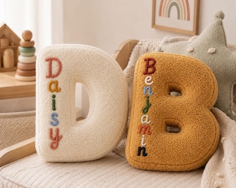 Cojín con letra personalizada, cojín con nombre personalizado, cojín suave de sherpa con alfabeto, decoración acogedora para el hogar, regalo de inauguración de casa, regalo para un nuevo hogar