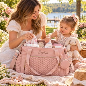 Personalized Diaper Bag with Name, Embroidered Mommy Bag, Large Capacity Baby Bag, Custom Mom Gift, Baby Shower Gift