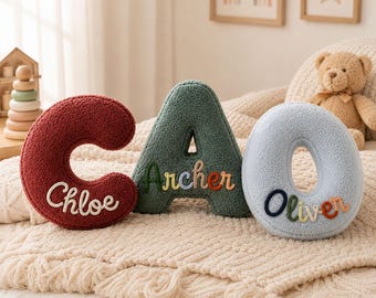 Personalized Letter Pillow, Custom Initial Cushion, Soft Sherpa Alphabet Pillow, Nursery Room Decor, Kids Bedroom Gift, Baby Shower Present