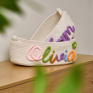 Personalisierter Baby-Geschenkkorb, Babyparty-Geschenkkorb, Baby-Namensgeschenk, Baby-Mädchen-Geschenk, Baby-Jungen-Geschenk, Aufbewahrungskorb, neugeborenes Geschenk