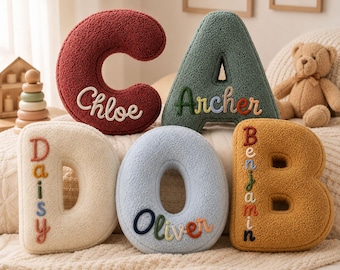 Personalized Letter Pillow, Custom Initial Cushion, Soft Sherpa Alphabet Pillow, Nursery Room Decor, Kids Bedroom Gift, Baby Shower Present