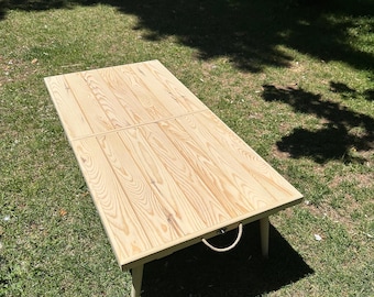 Folding 44x22 inc Camp Table, Solid Beech Wood, wooden camp table, Portable Table, Natural Wood table, Outdoor Picnic Table