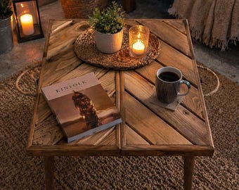 Foldable White Desk 20x20” | Solid Pine Laptop Table | Handmade Minimalist Table | Compact Small Space Furniture