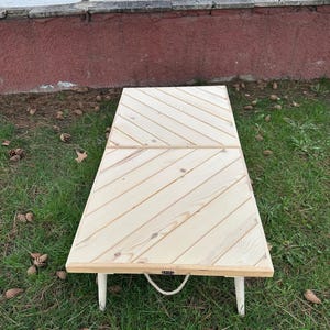 Handmade Folding 44x22 inc Camp Table, Solid Beech Wood, Multiple Sizes, Portable Table, Natural Wood Finish, Outdoor Picnic Table