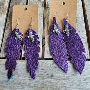 Leather Feather Goose Earrings