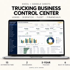Trucking Business Spreadsheet | All-in-One Dispatch, Load Tracker, Fleet, Fuel, Driver Pay & Invoices | Excel + Google Sheets