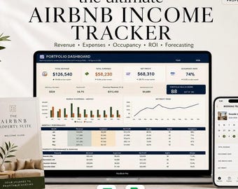Airbnb Spreadsheet Excel Google Sheets | Short Term Rental Tracker | Income Expense Property Management | Rental Bookkeeping