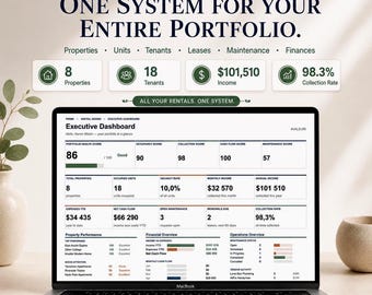 Rental Property Tracker Spreadsheet, Landlord Template for Excel & Google Sheets, Rent and Expense Tracker with Automatic Dashboard