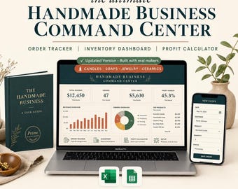 Handmade Business Tracker Spreadsheet | Etsy Seller Bookkeeping | Excel Google Sheets | Order Inventory Profit Calculator