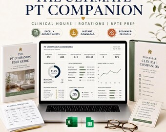 DPT Clinical Hours Tracker, Rotation Planner, NPTE Study Spreadsheet (Excel, Google Sheets)