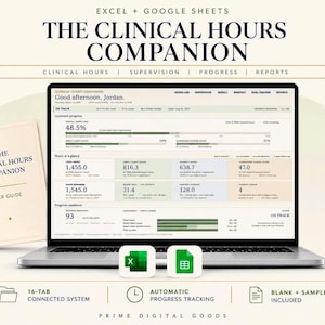 Clinical Hours Tracker Excel & Google Sheets | Supervision Log Spreadsheet for Therapists Counselors Nurses | Licensure Template
