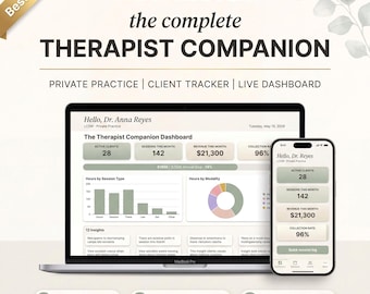 Therapist Planner Spreadsheet | Private Practice Management Excel and Google Sheets Template | LCSW LMFT LPC Client Income Tracker