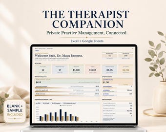 Therapist Practice Management Spreadsheet, Client Session and Payment Tracker, Private Practice Excel Template, Google Sheets