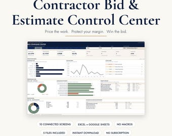 Construction Estimate Template Excel | Contractor Bid & Job Costing System (Digital Download)