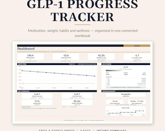 GLP-1 Progress Tracker Spreadsheet: Semaglutide and Tirzepatide Injection Log for Excel and Google Sheets