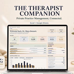 Therapist Practice Management Spreadsheet, Client Session and Payment Tracker, Private Practice Excel Template, Google Sheets