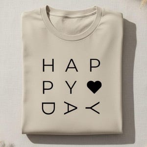 Happy Day Typography T Shirt Design PNG Black Text Code Quote 300 DPI Digital Download (Commercial Use)