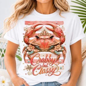 Preppy Crab PNG Crabby but Classy Coastal Glam 3D Painted Shirt Design Sublimation Gift for Her Commercial Use