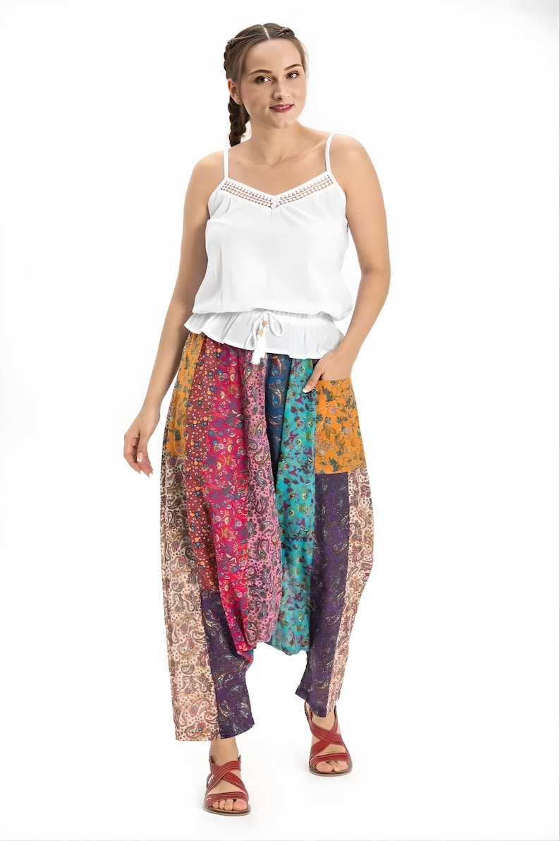 boho-patchwork-cotton-harem-pants-paisley-bohemian-hippie-trousers-etsy