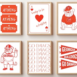 Georgia Bulldogs Wall Art | UGA Dorm Decor Prints (Set of 6)