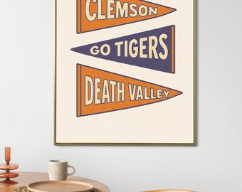 Decoración de pared de Clemson / Banderín / Decoración de dormitorio universitario