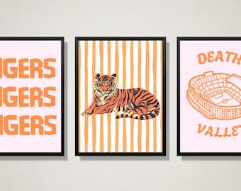3 impresiones digitales de Clemson / Arte mural / Decoración de dormitorio / Clemson Tigers