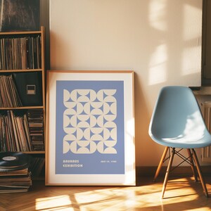 Baby Blue Bauhaus Printable Exhibition Poster, Mid Century, Modern Living Room, Wall Art, Trendy Print, Vintage Poster, Digital Download