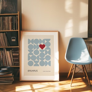 Love Baby Blue Bauhaus Printable Exhibition Poster, Mid Century, Modern Living Room, Wall Art, Trendy Print, Vintage Poster Digital Download
