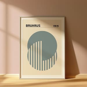 Bauhaus Printable Exhibition Poster, Blue Circle Print Mid Century Modern Living Room Wall Art Trendy Print Vintage Poster Digital Download