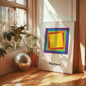 Rainbow Bauhaus Exhibition Poster: Mid-Century Modern Art (Digital Download)