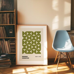Green Bauhaus Exhibition Poster: Mid-Century Modern Wall Art (Digital Download)