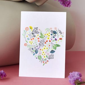 Ich Liebe Dich Karte oder Kunstdruck | Blumen-Herz | Grußbild | Digitaler Download | Sentimentales Geschenk