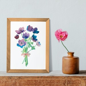 Impressão artística de buquê floral – Ilustração de flor com linhas finas | Cartão comemorativo ou arte de parede | Download digital para impressão | Decoração botânica minimalista