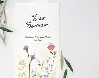 Wedding Invitation | Wildflower Theme | Custom Names & Date | Printable | Digital Download