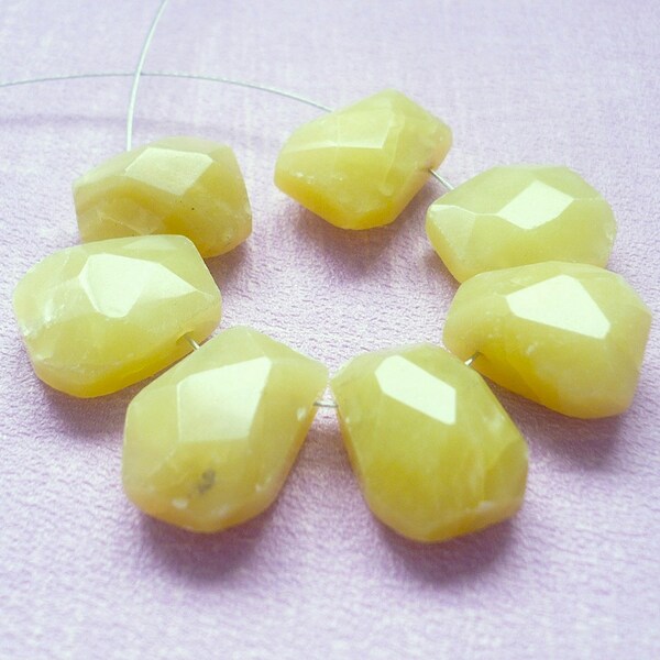 Yellow Jade Beads - Set of 7