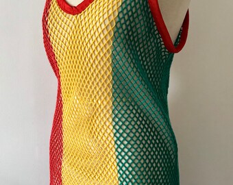 rasta fishnet maxi dress