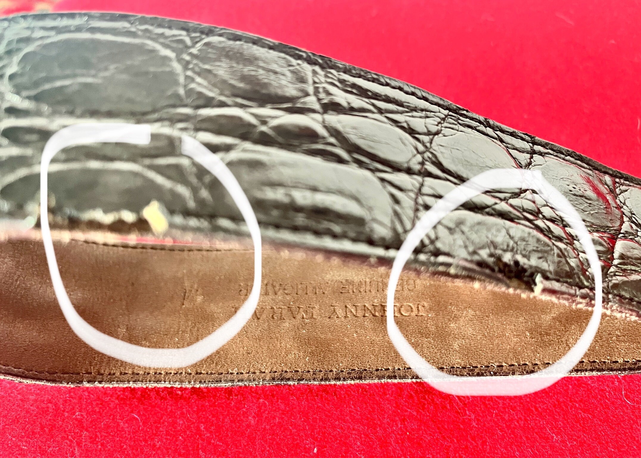 Vintage Johnny Farah Crocodile Leather Belt, Black With  display picture 1