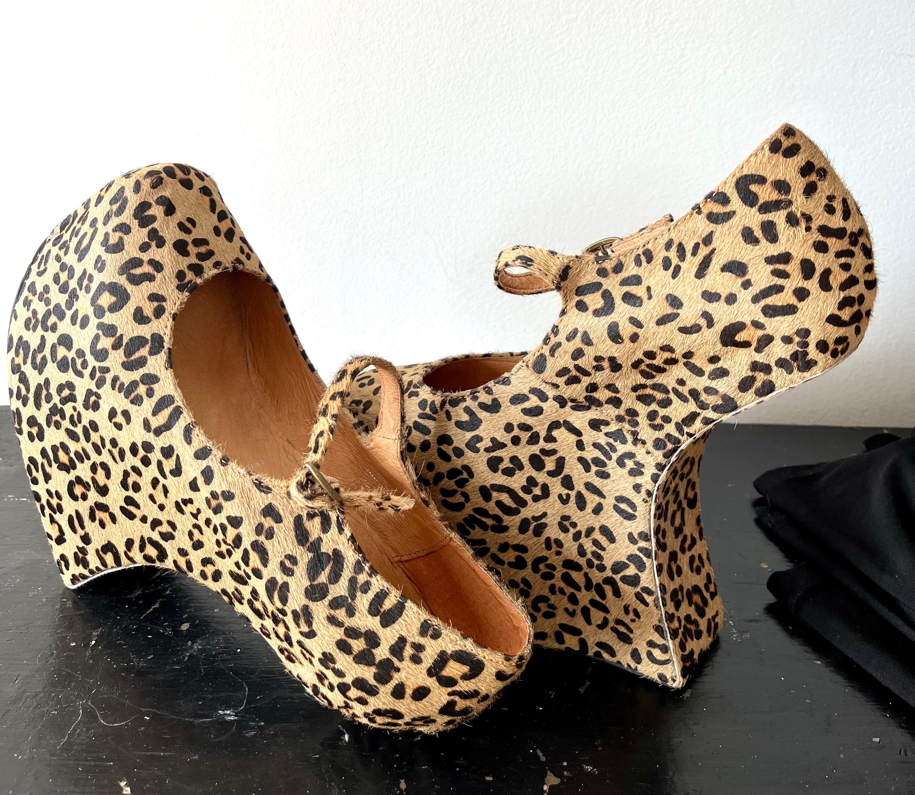 overvældende sejr Uforglemmelig Vintage Jeffrey Campbell Leopard Print Platform Concave Wedges - Etsy