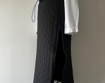 Quilted puffer pencil MIDI Skirt, Size S  Matte Black