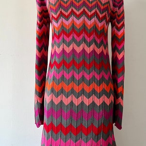Colorful Sweater Mini Dress, Chevron Pattern, Cotton, Sz S/M by Hanna Anderson